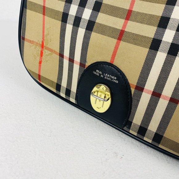 Burberry Vintage Beige and Black Nova Check Leather Logo Shoulder Handbag - Picture 9 of 12